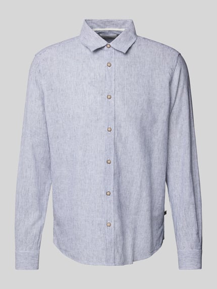 s.Oliver RED LABEL Regular Fit Freizeithemd aus Leinen-Baumwoll-Mix Blau 2