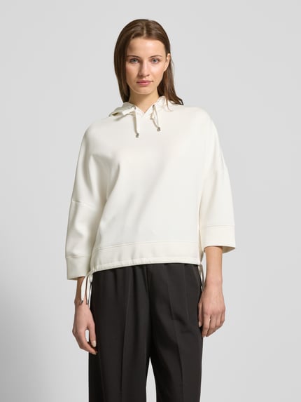 Tom Tailor Cropped Hoodie aus Scuba mit 3/4-Arm Offwhite 4