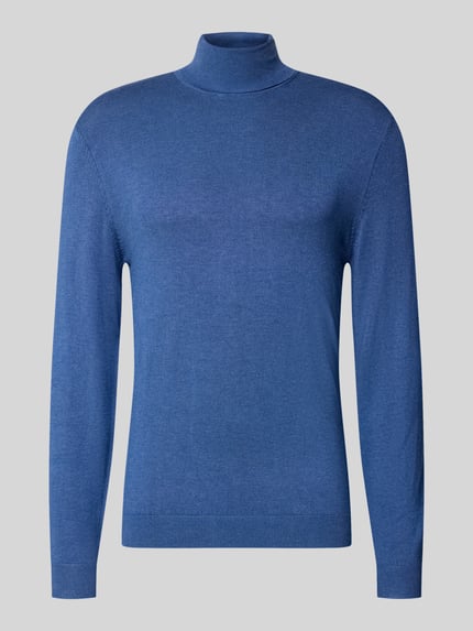 MCNEAL Slim Fit Rollkragenpullover aus Viskose-Mix Marine Melange 1
