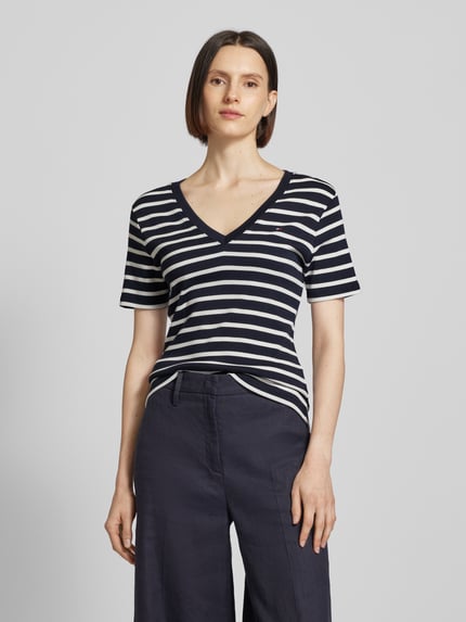 Tommy Hilfiger Slim fit T-shirt met logostitching, model 'CODY' Marineblauw - 4