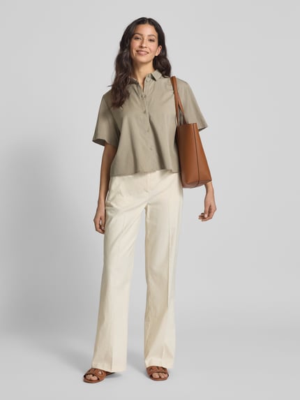 OPUS Straight Leg Stoffhose aus Baumwoll-Leinen-Mix Modell 'Maiga' Sand 1
