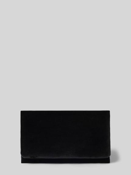 Productfoto, clutch uit echt leer in zwart met glad oppervlak, met magneetsluiting, Hoofdvak en ritsvak binnenin, Clutch uit leer met ritsvak binnen van Abro, labeldetail binnenin, Breedte maat 1: 23 cm, Lengte maat 1: 14 cm, Diepte maat 1: 4 cm
