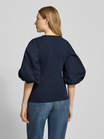 Lauren Ralph Lauren Blouseshirt met V-hals en 3/4-mouwen, model 'CHANTZ' Marineblauw - 5