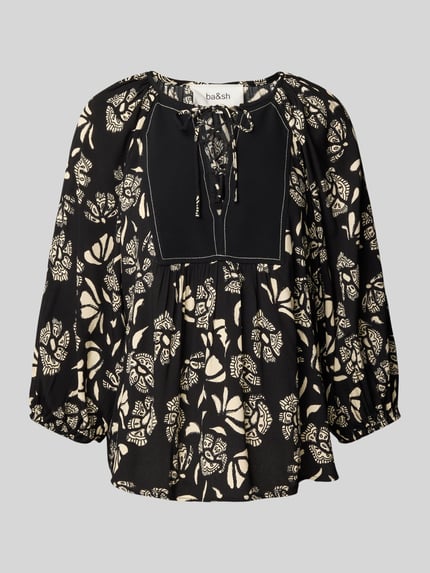 ba&sh Relaxed fit blouse met 3/4-mouwen, model 'AURA' Zwart - 2