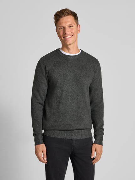 Casual Friday Regular fit gebreide pullover met ronde hals, model 'Heine' Donkergrijs - 4