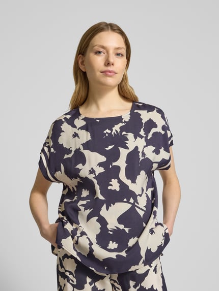 COMMA Blouseshirt met ronde hals Marineblauw - 3