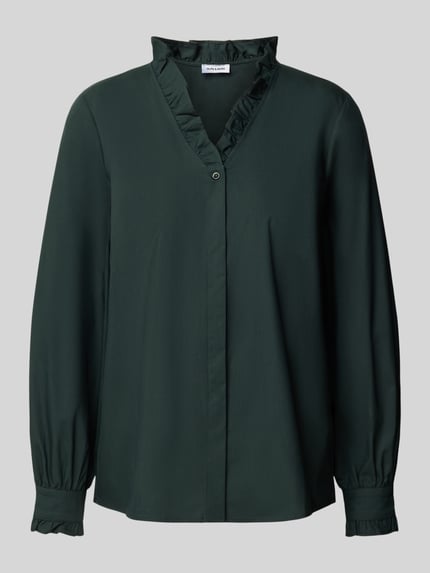 MORE & MORE Regular Fit Bluse mit Rüschenkragen und V-Ausschnitt Bottle 2