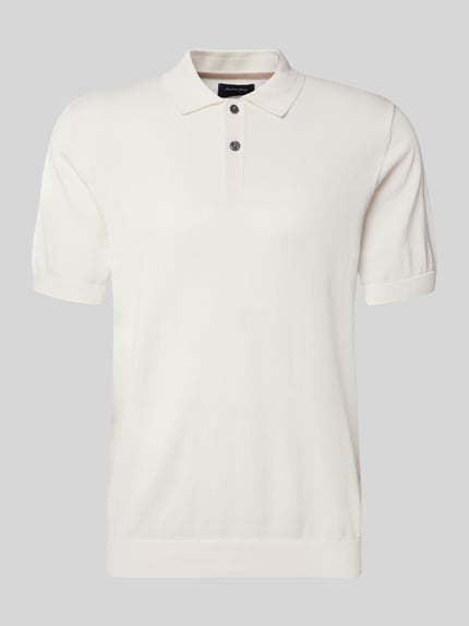 Produktfoto, Regular Fit Poloshirt in Strick-Optik von Christian Berg Men, reine Baumwolle, elfenbeinfarben, Kurzarm, elastische Abschlüsse