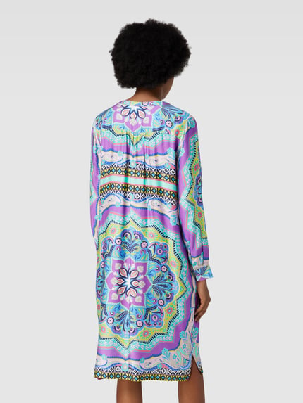Milano Italy Knielange tuniekjurk van viscose met all-over motief Lila - 5