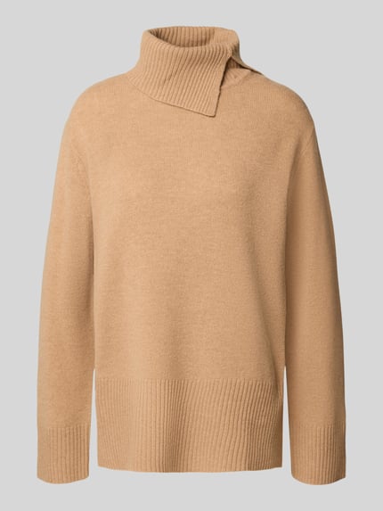 Christian Berg Woman Strickpullover aus Lanawolle mit Rollkragen und Seitenschlitzen Camel 2