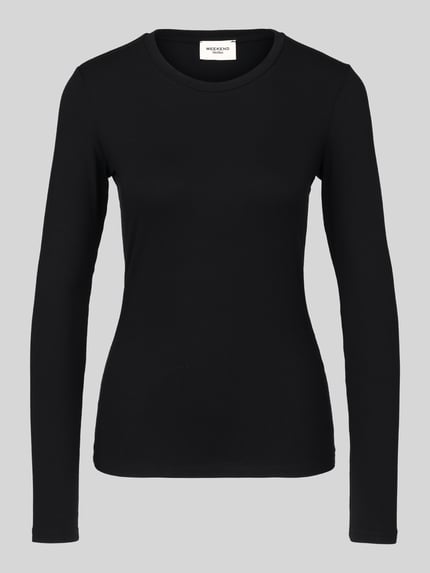 Produktfoto, schwarzes Regular Fit Langarmshirt aus Viskose-Mix Modell 'MULTIE' von Max Mara, Damen Langarmshirt von Weekend Max Mara