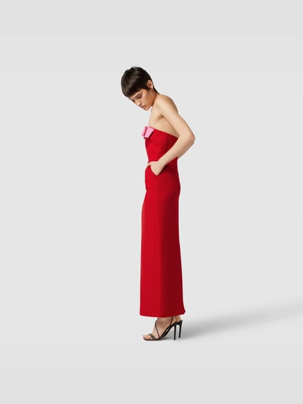 New Arrivals by Ilkyaz Ozel off-shoulderjurk met strikdetail Rood - 1