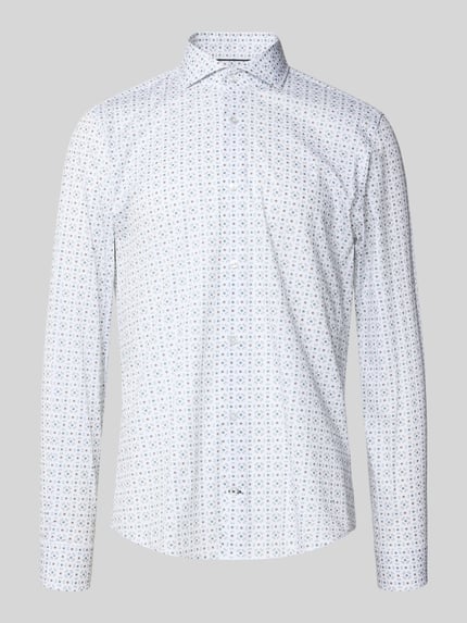 Produktfoto, Slim Fit Business-Hemd mit Knopfleiste Modell 'Pares' van JOOP! Collection, wit met patroon, katoen-elastaan-mix, rechte vormen, gladde textuur