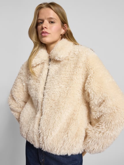 Levi's® Webpelzjacke mit Reißverschluss Modell 'ELLE' Ecru 3