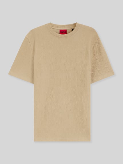 HUGO męski t-shirt o kroju regular fit z mieszanki bawełny Beżowy 2