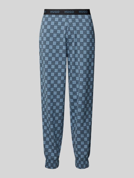 Produktfoto, Regular Fit Pyjama-Hose aus Baumwoll-Mix Modell 'AARON' von HUGO, Optik: Allover-Muster, Label-Muster, elastischer Bund.