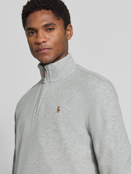 Polo Ralph Lauren Relaxed Fit Troyer aus reiner Baumwolle Hellgrau Melange 3
