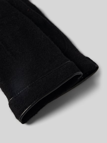 Roeckl Rękawiczki z filcowanej żywej wełny Model „Leather Piping Touch” Czarny 2