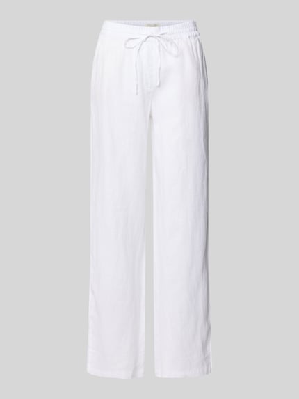 Productfoto, Leinenhose mit elastischem Bund und Gesäßtaschen van Christian Berg Woman, zuiver linnen, regular fit, wit, productfoto tegen grijze achtergrond