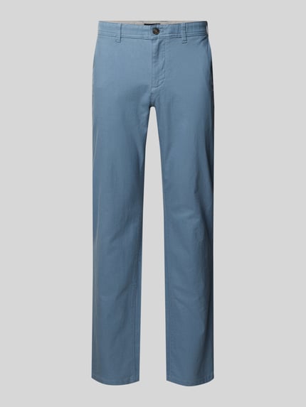 Produktfoto, Stoffhose mit Gesäßtaschen von MCNEAL, Herren Stoffhose aus Baumwoll-Mix mit Bio-Baumwoll-Anteil, Gerader-Schnitt, französische Eingrifftaschen, Knopf- und Reißverschluss, Bundweite 46 cm, Innenbeinlänge 84 cm, einfarbiges hellblau, glatte Textur