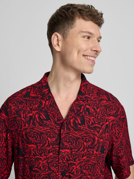HUGO Relaxed Fit Freizeithemd aus reiner Viskose Modell 'ESPINO' Rot 3