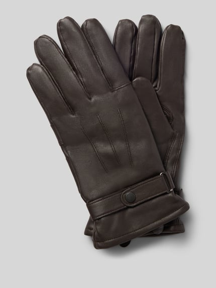 Barbour Rękawiczki ze skóry bydlęcej nappa z zapięciem na patkę Ciemnobrązowy 1