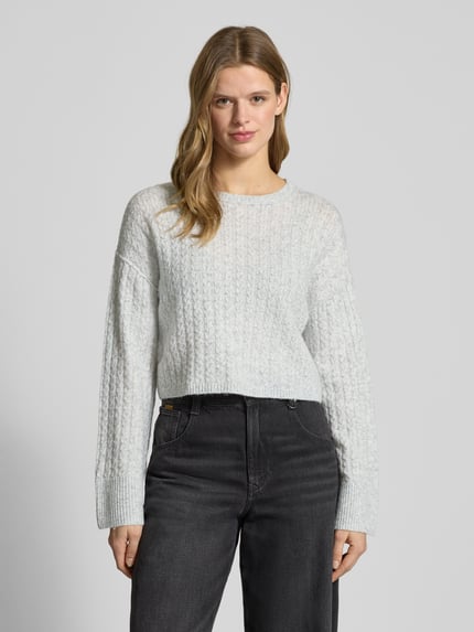 NOISY MAY® Regular Fit Pullover in Strick-Optik Modell 'Milla' Hellgrau Melange 4