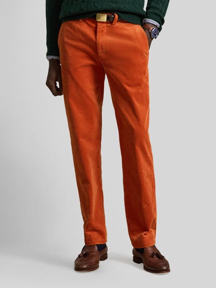 Polo Ralph Lauren Spodnie sztruksowe o kroju straight fit z mieszanki bawełny Pomarańczowy 4
