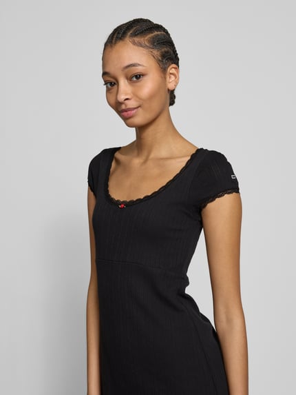 Tommy Jeans Sukienka mini taliowana z czystej bawełny Czarny 3