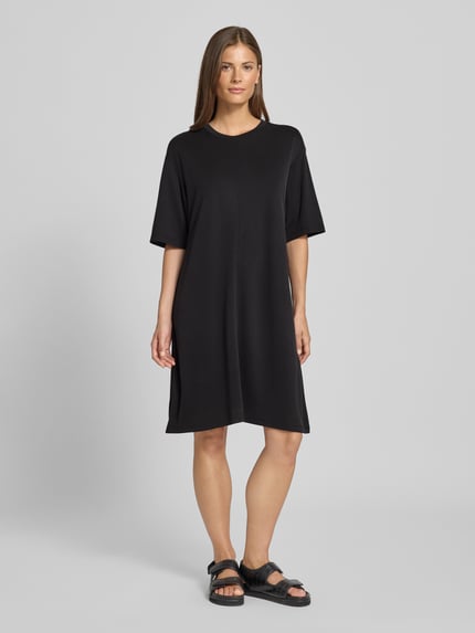 Jake*s Casual Knielange T-shirtjurk met ronde hals Zwart - 1