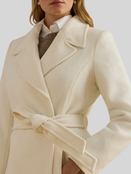 Lauren Ralph Lauren Mantel aus Wolle mit Bindegürtel Offwhite 3