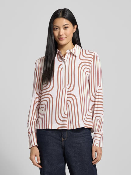 HERZENS Overhemdblouse van zijdemix Lichtbruin - 4
