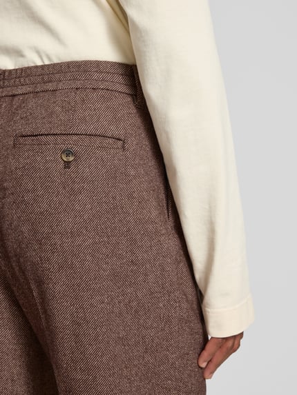 Selected Tapered broek van wol, model 'LEROY' Middenbruin gemêleerd - 3