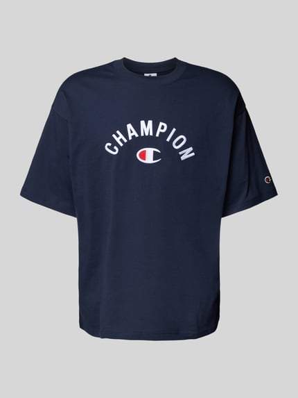 Champion T-shirt o kroju relaxed fit z wyhaftowanym logo Ciemnoniebieski 2