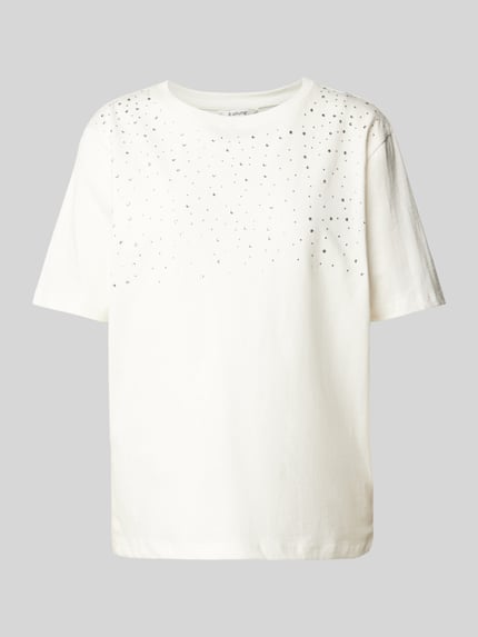 b.young t-shirt z obszyciem ozdobnymi kamieniami model 'Trollo' Złamany biały 2