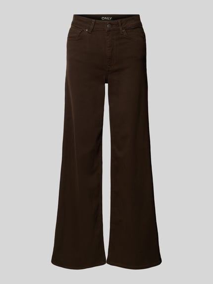 Produktfoto, Wide Leg Jeans aus Baumwoll-Mix Modell 'MADISON BLUSH' von ONLY, Optik: Unifarben in Dunkelbraun, 5-Pocket-Design, Denim-Struktur.