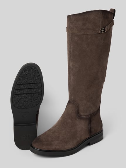 Tamaris Stiefel aus Rindvelours mit Reißverschluss Mittelbraun 4