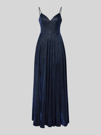 LUXUAR FASHION Glanzende avondjurk met loopsplit Marineblauw - 2