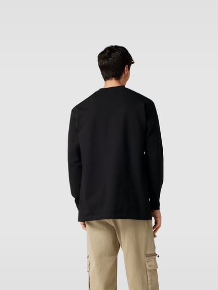 HAN Kjobenhavn Shirt met lange mouwen met labelprint Zwart - 5