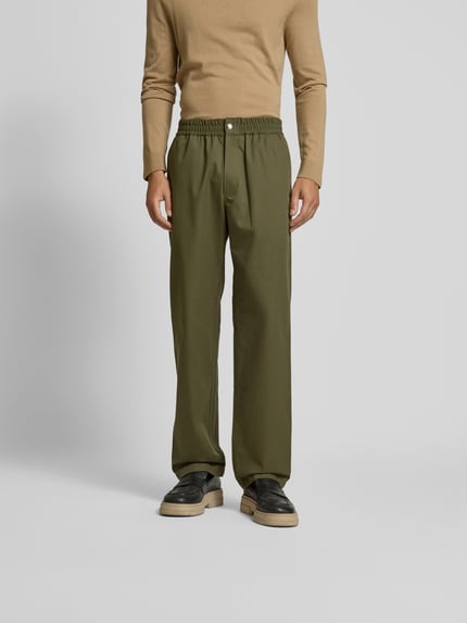 MAISON KITSUNÉ Spodnie materiałowe z elastycznym pasem Khaki 4