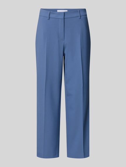 Produktfoto, Wide Fit Stoffhose mit Viskose-Anteil Modell 'Olessa' von Raffaello Rossi in Blau mit Bügelfalten und Haken-Reißverschluss