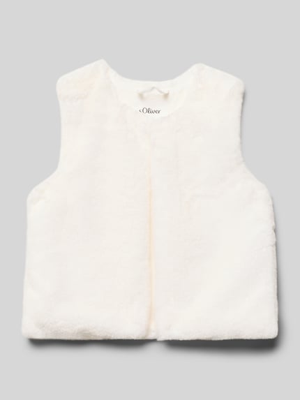s.Oliver RED LABEL Regular Fit Kunstfellweste mit Hakenverschluss Offwhite 1