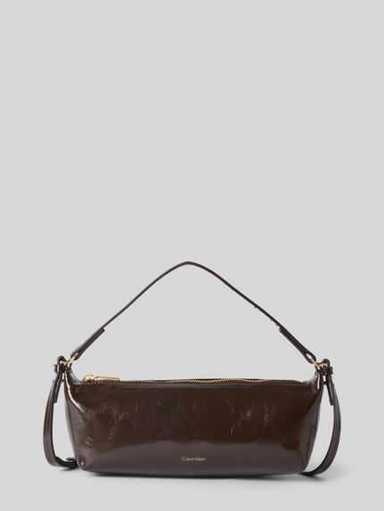 Produktfoto, ciemno brązowa torebka Henkeltasche mit Label-Prägung Modell 'FOIL LOGO GLOSSY CONV BAG' od CK Calvin Klein, gładka błyszcząca faktura
