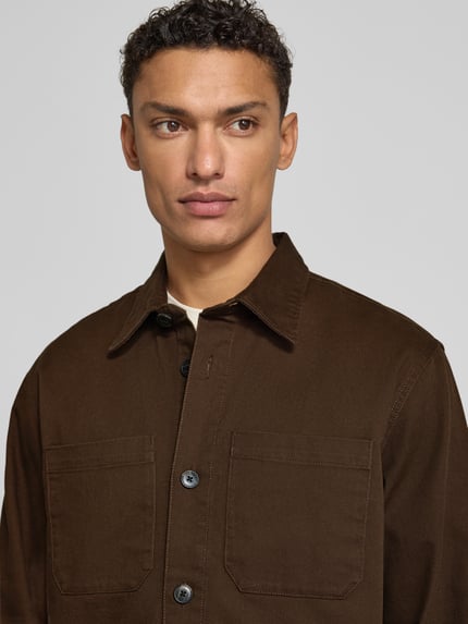 Selected Kurtka koszulowa o kroju regular fit z czystej bawełny model ‘TRAVIS’ Czekoladowy 3