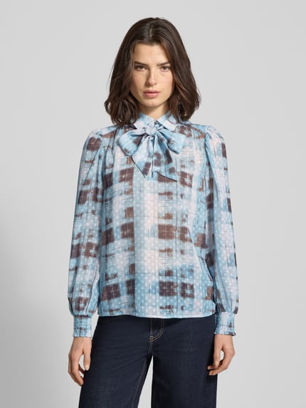 Christian Berg Woman Selection Regular fit strikblouse met knoopsluiting IJsblauw - 4