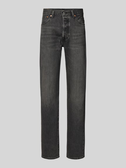 Produktfoto, Wide Leg Fit Jeans mit Eingrifftaschen Modell '501®' von Levi's®, bawełna, efekt znoszenia, ciemnoszary, szerokość w rozmiarze 32/32: 42 cm, długość wewnętrzna nogawki: 80 cm
