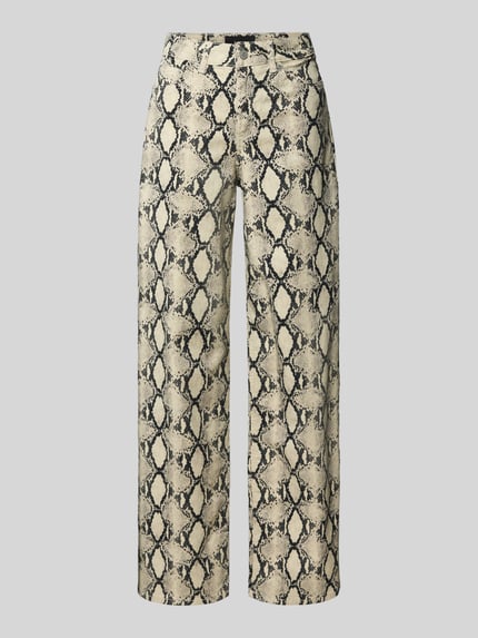 JJXX Wide leg broek in 5-pocketmodel, model 'SARAH AOP TOKYO' Beige - 2