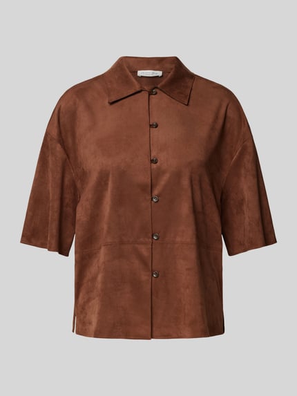 Christian Berg Woman Regular fit blouse met doorknoopsluiting Donkerbruin - 2