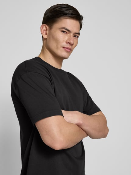 Samsøe Samsøe T-shirt met geribde ronde hals, model 'HUDSON' Zwart - 3