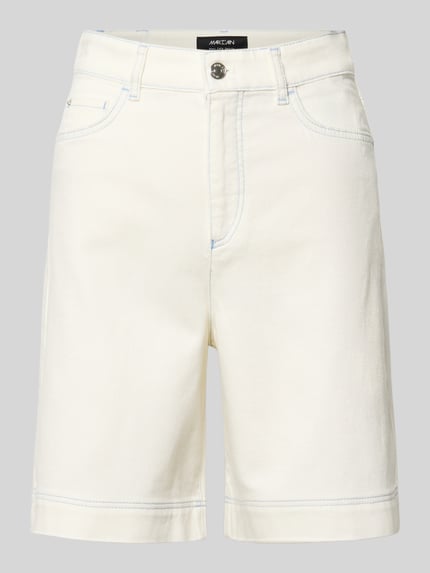 Produktfoto, Jeansshorts mit Eingrifftaschen von Marc Cain in Weiß aus Baumwoll-Elasthan-Mix, Regular-Fit, Knopf-Reißverschluss, Damen